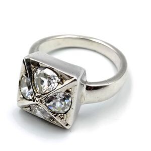 Vintage Designer Sterling Silver 925 Cubic Zirconia Cocktail Ring Sz 7